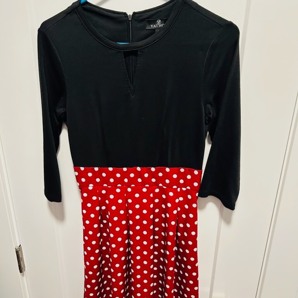 Yathon women’s casual party dress with pockets, red and black, size small - Picture 4 of 4